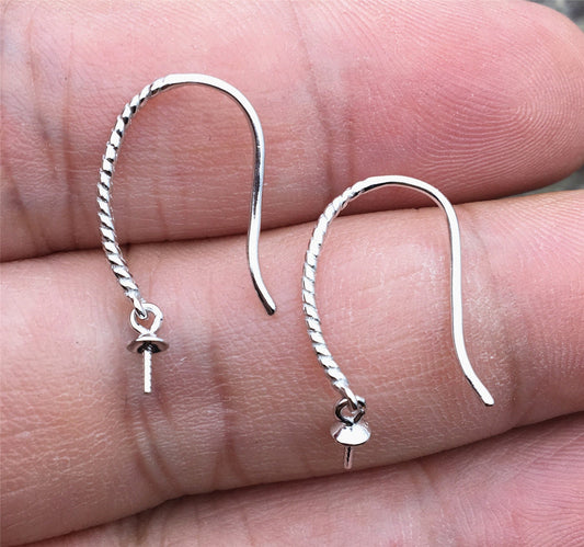 Twist S925 Sterling Silver white dangle hook, Sterling Silver, for dangle earrings,DIY,wholesale,ASL-ER-015