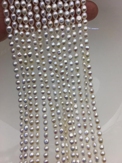 AAA 4-4.5mm Tiny white nugget freshwater pearls,irregular nugget freshwater pearl strand,LM4-3A-8