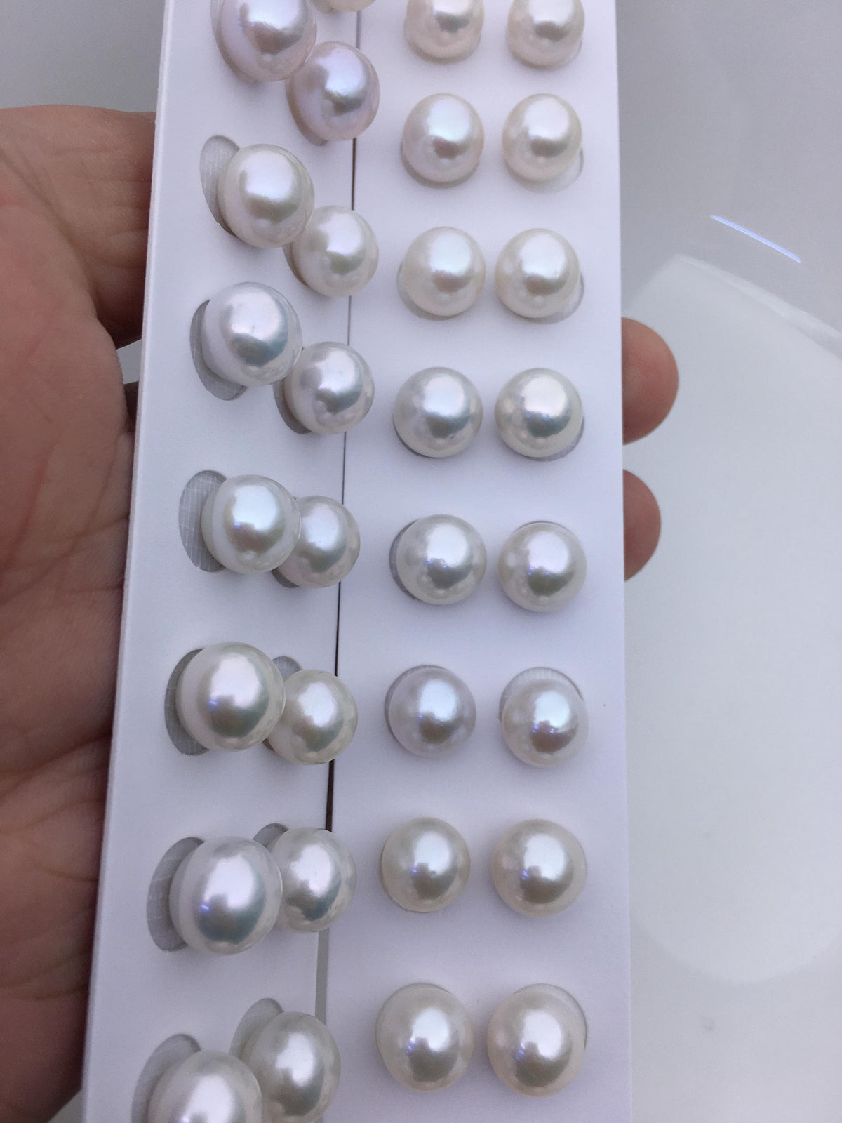 5 pairs AA+ 10-11mm white round freshwater pearls pair,no hole,RP10-3A-7