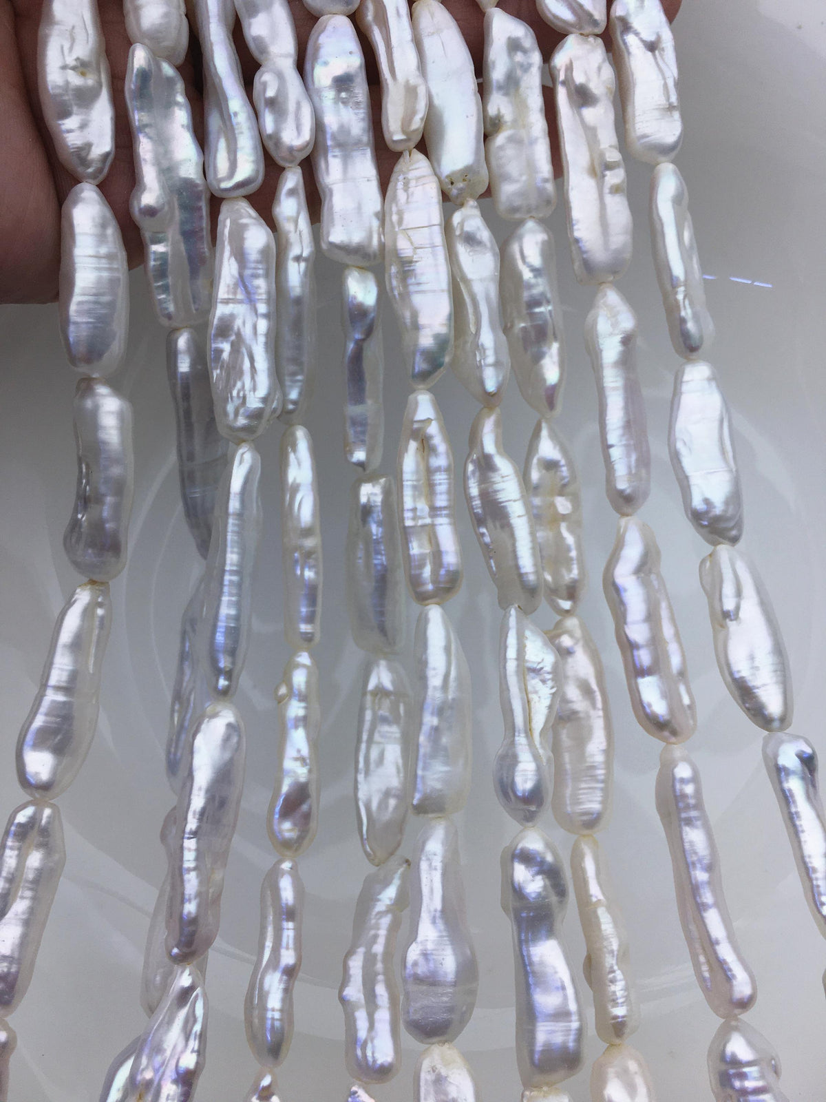 AA+ 7-11mm white Thick Keshi Biwa Pearl Necklace,ZS-200-120-7