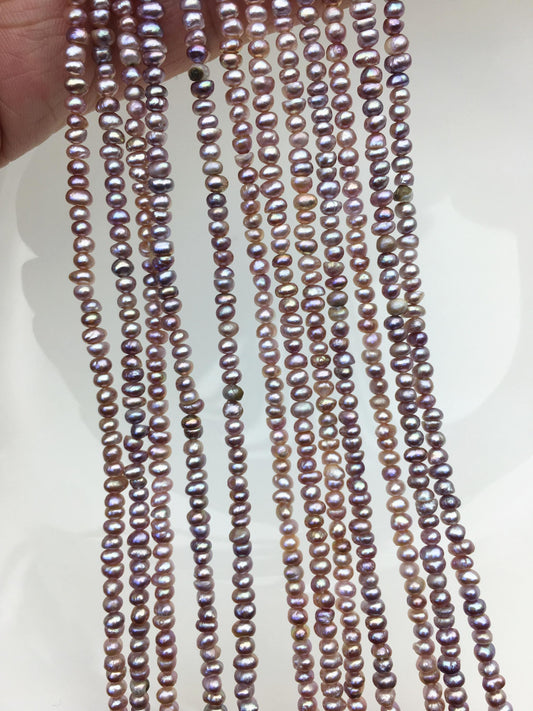 AA 3-3.5mm purple tiny button potato freshwater pearls,Rondelle pearl Beads,loose strands,SM3-2A-5