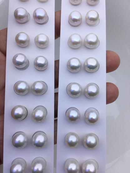 5 pairs AA+ 10-11mm white round freshwater pearls pair,no hole,RP10-3A-7