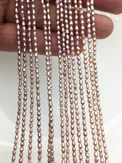 AA+ 2.3-2.5mm purple rice pearls,full strand,oval loose pearl beads,diy pearl,genuine pearl,Cultured pearl,diy pearl beads,LR2-T3