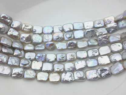 AAA 11-13x15-17mm White Rectangle Block Freshwater Pearl,ZS-119-1