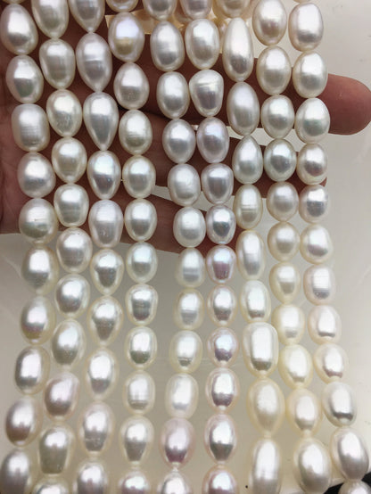 AA+ 9.4-10.4mm*12.5-16mm white long rice freshwater pearls,LR10-2A-2