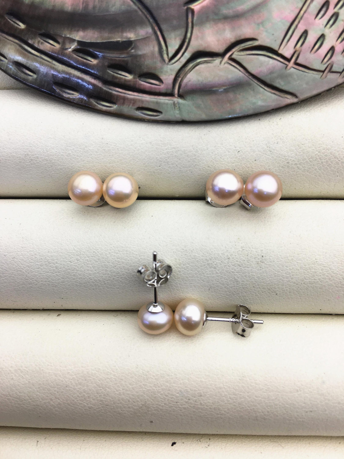1 pair AAA 6-6.5mm pink Pearl Stud Earrings, pearl earrings,S925 Sterling Silver,Wedding,classic pearl studs,SE1-T58
