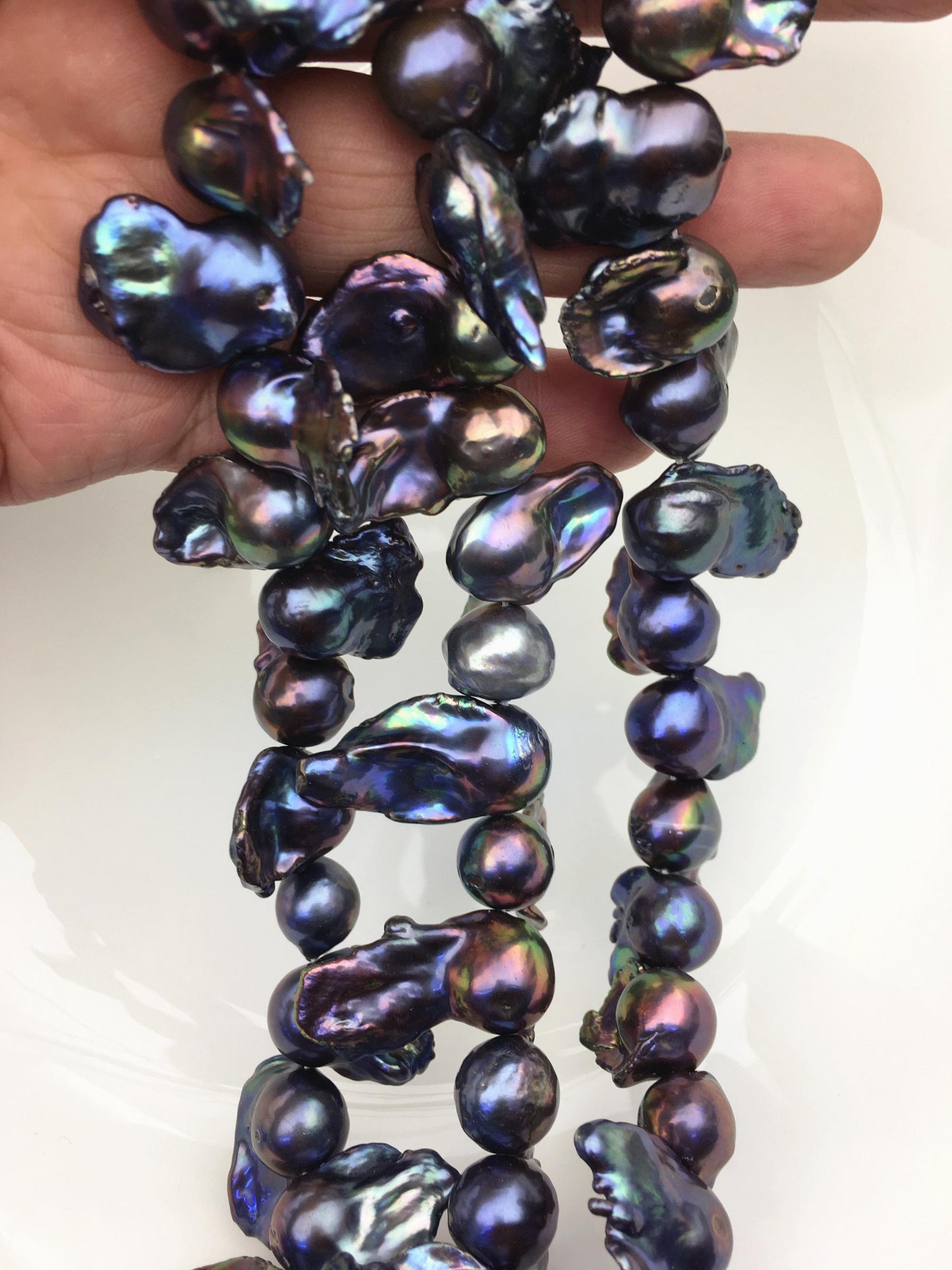 15.5'' AA 12-17mm black blue flame ball pearl,FL15-2A-5-46