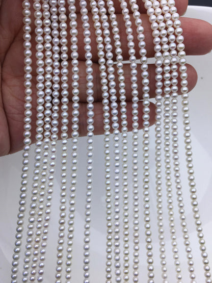 AAA 3-3.5mm white round freshwater nuclear pearls,white round pearl,full strand,round pearl strands,pearl wholesale,RP3-3AY-GJ-4