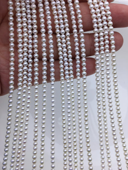 AAA 3-3.5mm white round freshwater nuclear pearls,white round pearl,full strand,round pearl strands,pearl wholesale,RP3-3AY-GJ-4