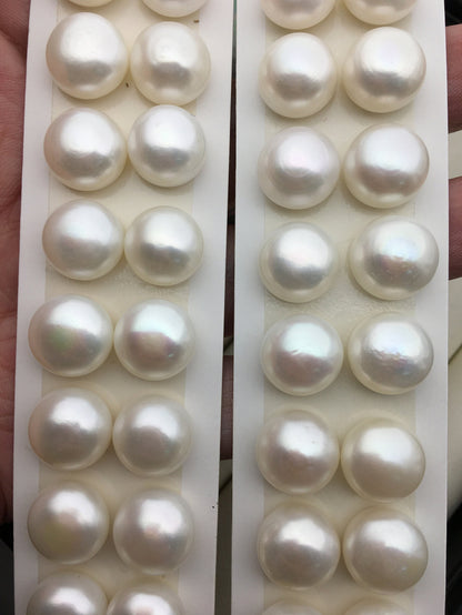 1 pair AAA 12.7-13.2mm white button round loose pearls pairs,wedding earring stud pearl material,BTN13-T2