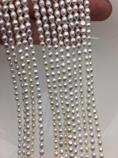 AAA 4-4.5mm Tiny white nugget freshwater pearls,irregular nugget freshwater pearl strand,LM4-3A-8