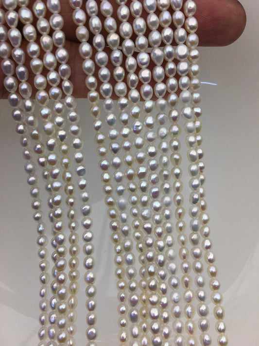 AAA 4-4.5mm Tiny white nugget freshwater pearls,irregular nugget freshwater pearl strand,LM4-3A-8