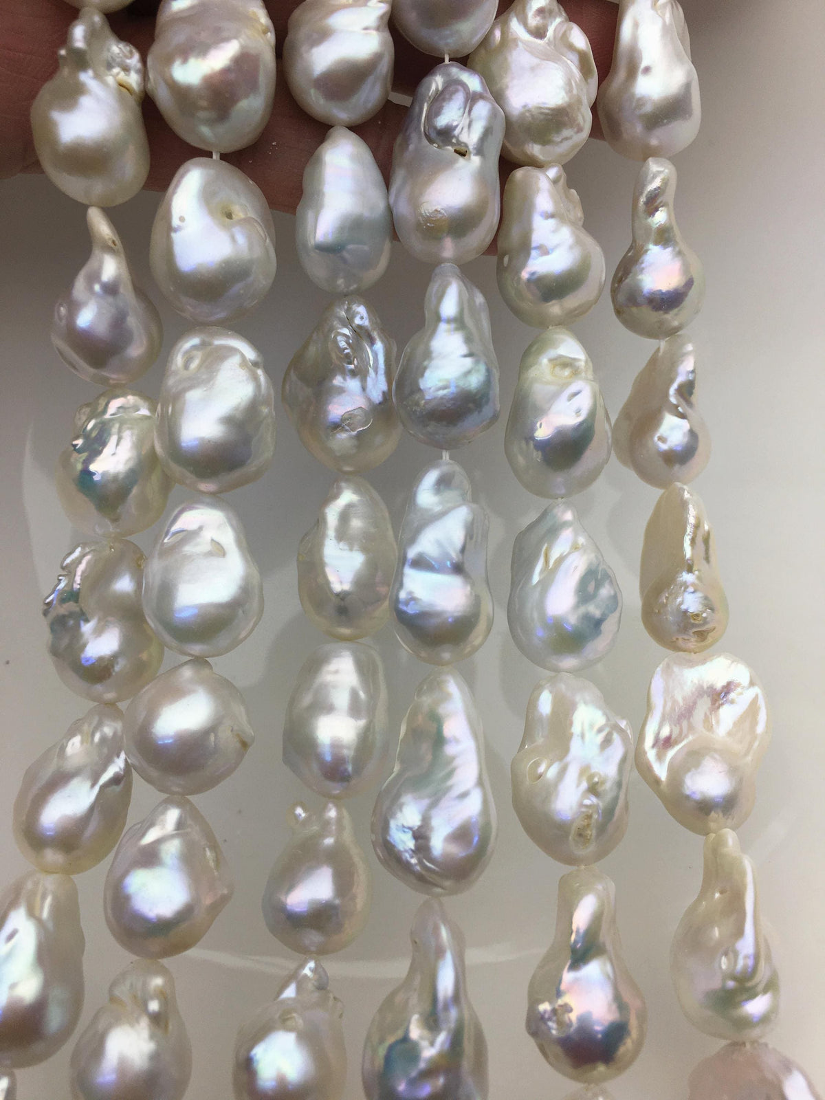 15.5'' AA 13-16mm white flame ball pearl,FL15-2A-5-18