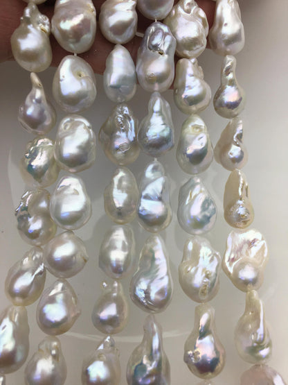 15.5'' AA 13-16mm white flame ball pearl,FL15-2A-5-18