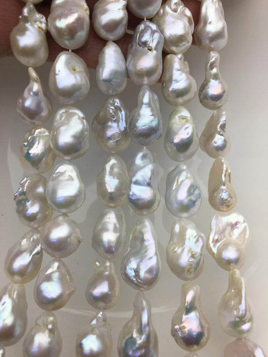 15.5'' AA 13-16mm white flame ball pearl,FL15-2A-5-18