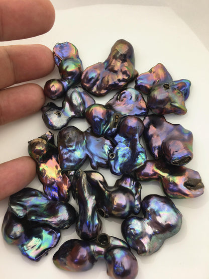 16pcs A 15-20mm black blue baroque Flame ball Pearl - no hole,FL15-T4-22