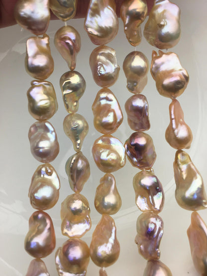 15.5'' AAA 13-16mm Natural Orange Rainbow flame ball pearl,FL15-3A-7-13
