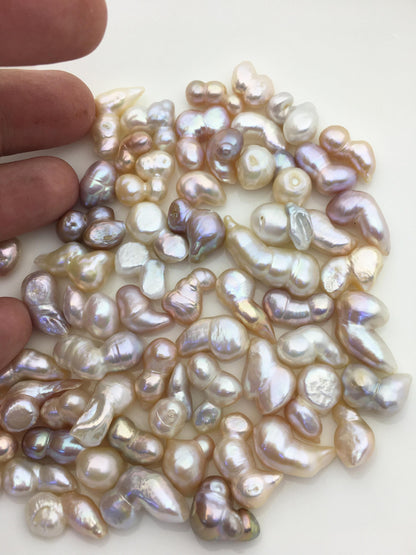 57pcs AAA 7-12mm natural color baroque freshwater pearls, no hole,ZS-T54