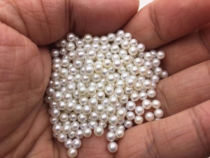 5pcs AAAA 3.5-4mm ROUND seed pearl,tiny pearls,white freshwater round loose pearl wholesale,tiny pearl supply,no hole,half drilled,RP3-4A-2