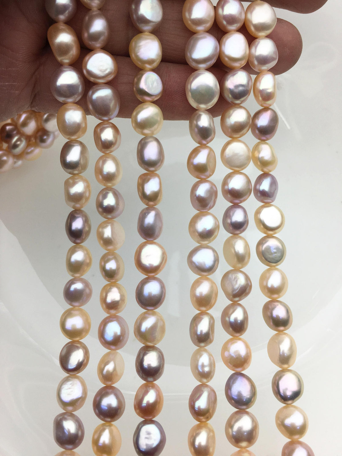 AAA+ 8.4-9.3mm pink purple misc color nugget freshwater pearls, high luster,LM9-T5
