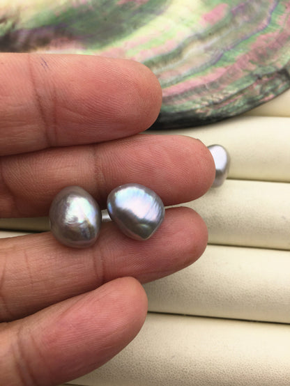 1 pair AAA 11mm gray baroque nugget Pearl Stud Earrings,freshwater pearl earrings,Wedding,classic pearl studs,SE1-069-33