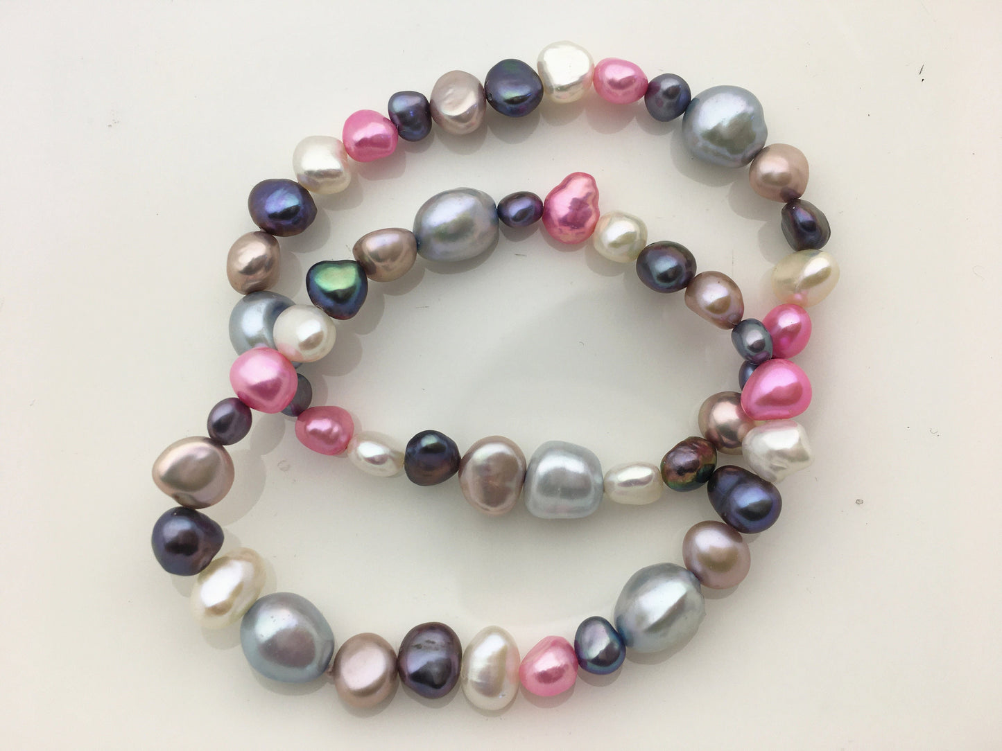 7'' AAA 5-8mm Mix Color Nugget Freshwater pearl Elastic string Bracelet,B8-T23