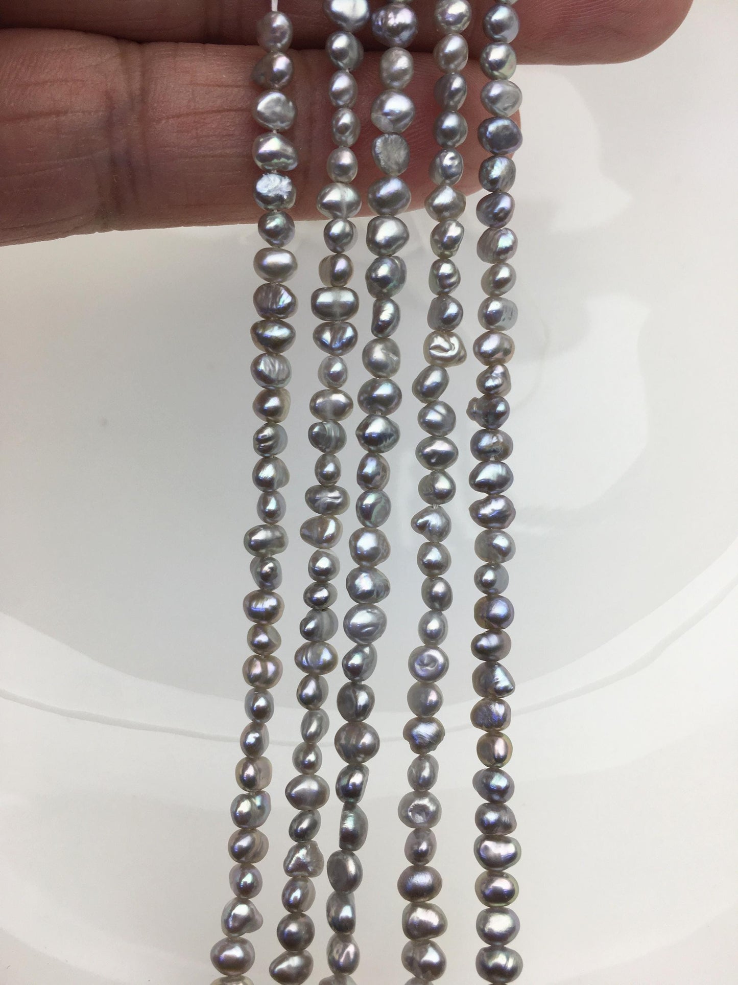 2 strands AA+ 3-4mm gray nugget seed pearls,irregular nugget freshwater pearl strand,cheap price,pearl factory china,LM3-2A-20