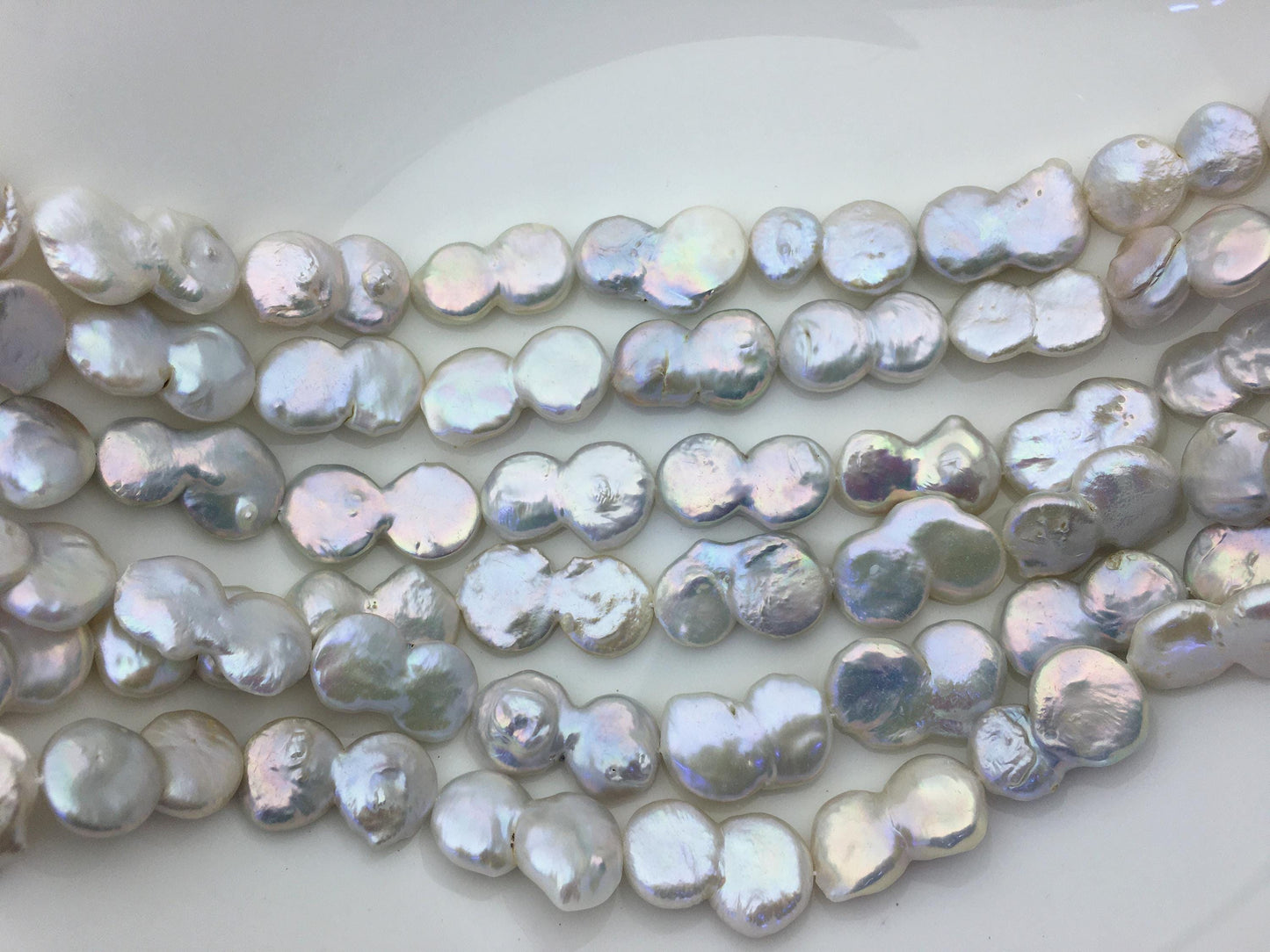 16'' AA+ 12-15mm White Big Coin freshwater pearls,diy bead,flat round pearl bead,COIN12-2A-2-4