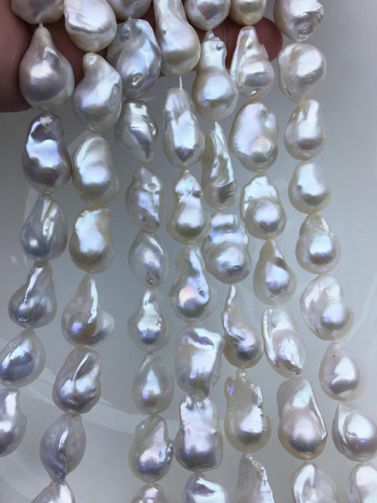 15.5'' AAA 13-16mm white with natural gray flame ball pearl,FL15-3A-7-39