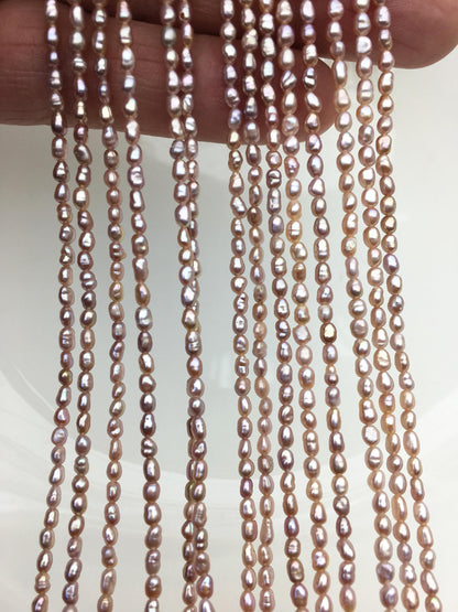 AA+ 2.3-2.5mm purple rice pearls,full strand,oval loose pearl beads,diy pearl,genuine pearl,Cultured pearl,diy pearl beads,LR2-T3