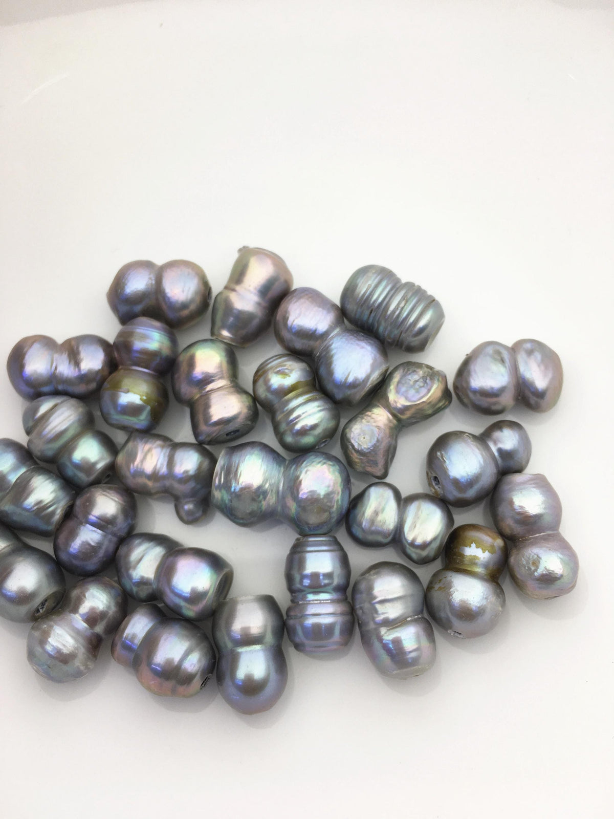 26pcs AA+ 10-14mm gray baroque freshwater pearls, 2.2mm large hole,ZS-T45