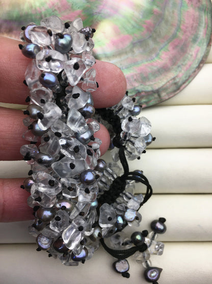 1pc handmade gray pearl and crystal thread bracelet,adjust length,pearl bracelet, knotted freshwater pearl bracelet,Pearls Bracelet,B8-T5