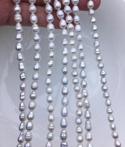 High Luster!AA+ 5.5-6mm white circle rice freshwater pearls,Freshwater Pearl Rice Beads,LR5-T13