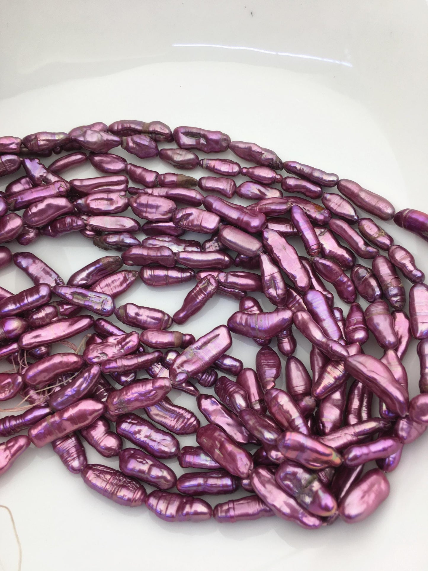 AA 6-8mm purple red Biwa Pearl Necklace,Genuine Fresh Water Pearl,Wedding Necklace,Mothers Day,ZS-80-10-54