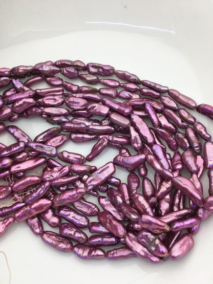AA 6-8mm purple red Biwa Pearl Necklace,Genuine Fresh Water Pearl,Wedding Necklace,Mothers Day,ZS-80-10-54
