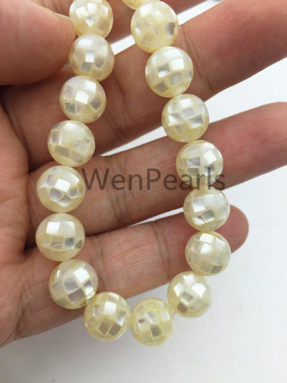 4pcs 10/12/14/16mm White Mosaic Shell Beads,MOP Beads,White Lip Shell Inlay Bead,GSHE-001-2