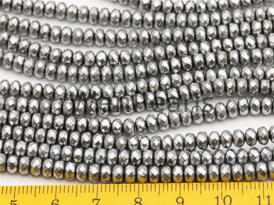 Hematite silver Gray,3x4mm Rondelle Beads,AAA, 125 beads,15.5 inches,G50-B34-002