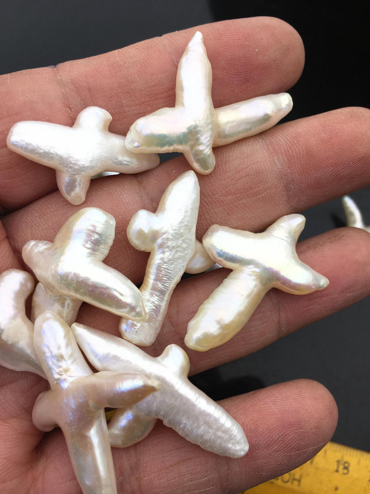10pcs AAA 15-20mm Freshwater Pearl Loose Pearl Bead White Cross Pearl Loose Bead,no hole,ZS-100-5