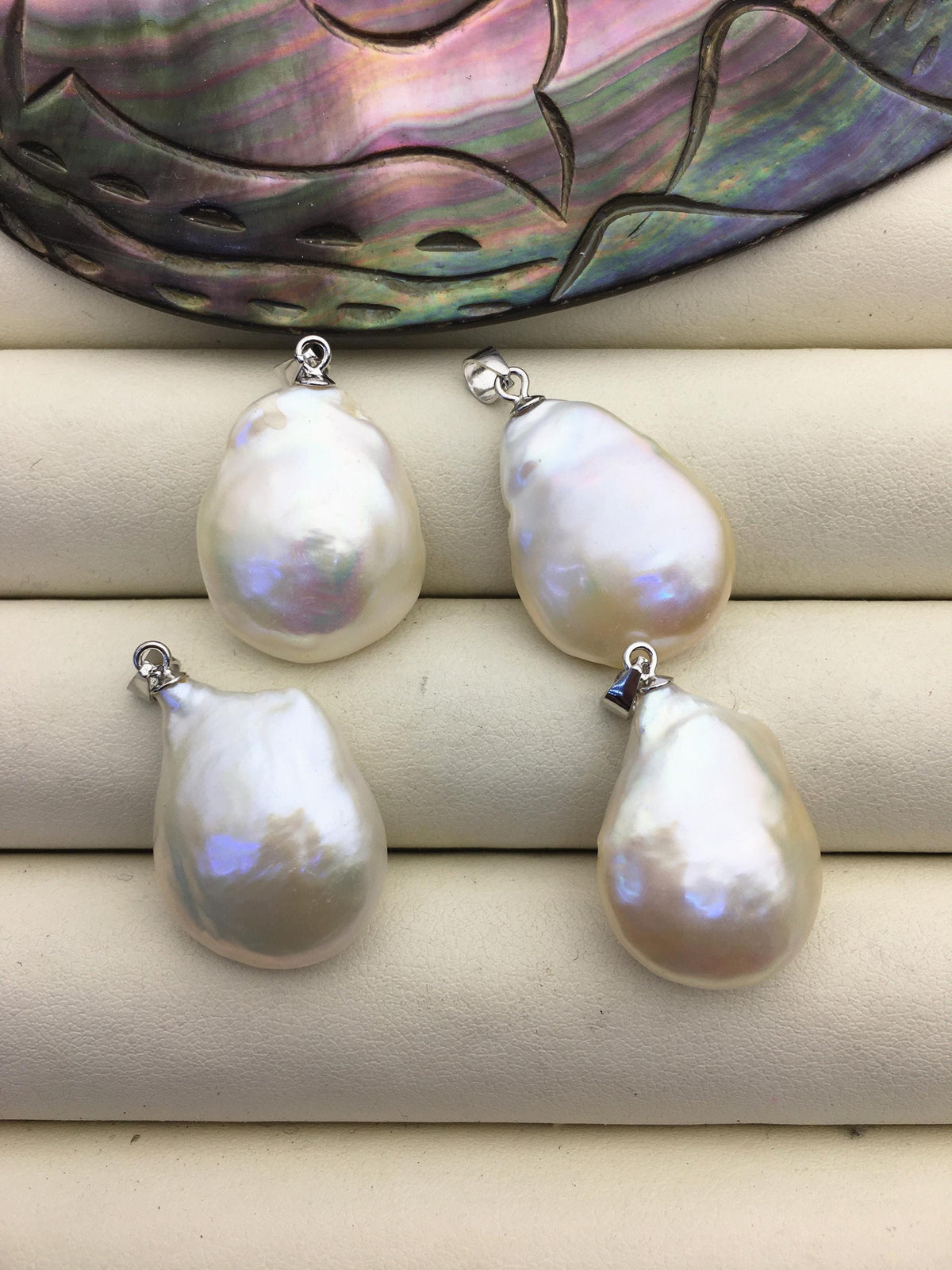 2pcs AA+ 16-18mm White Drop Coin Baroque pearl pendant,NC1-T58