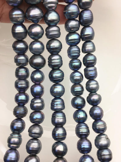 16.5'' AA 11.5-12.5mm blue black button freshwater pearls,Cultured pearl,diy pearl beads,gift for her,necklace,Christmas,SM12-T5