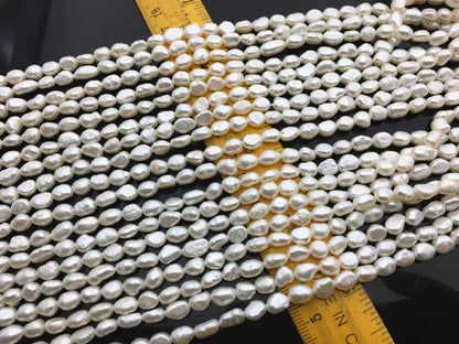 AA+ 5-6mm white nugget freshwater pearls,irregular nugget freshwater pearl strand,cheap price,pearl factory china,LM5-3A-5