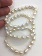 High Luster!2pcs 7 inchs AA+ 7-8mm White Baroque Rice Freshwater Akoya pearl Elastic string Bracelet,B8-003-5