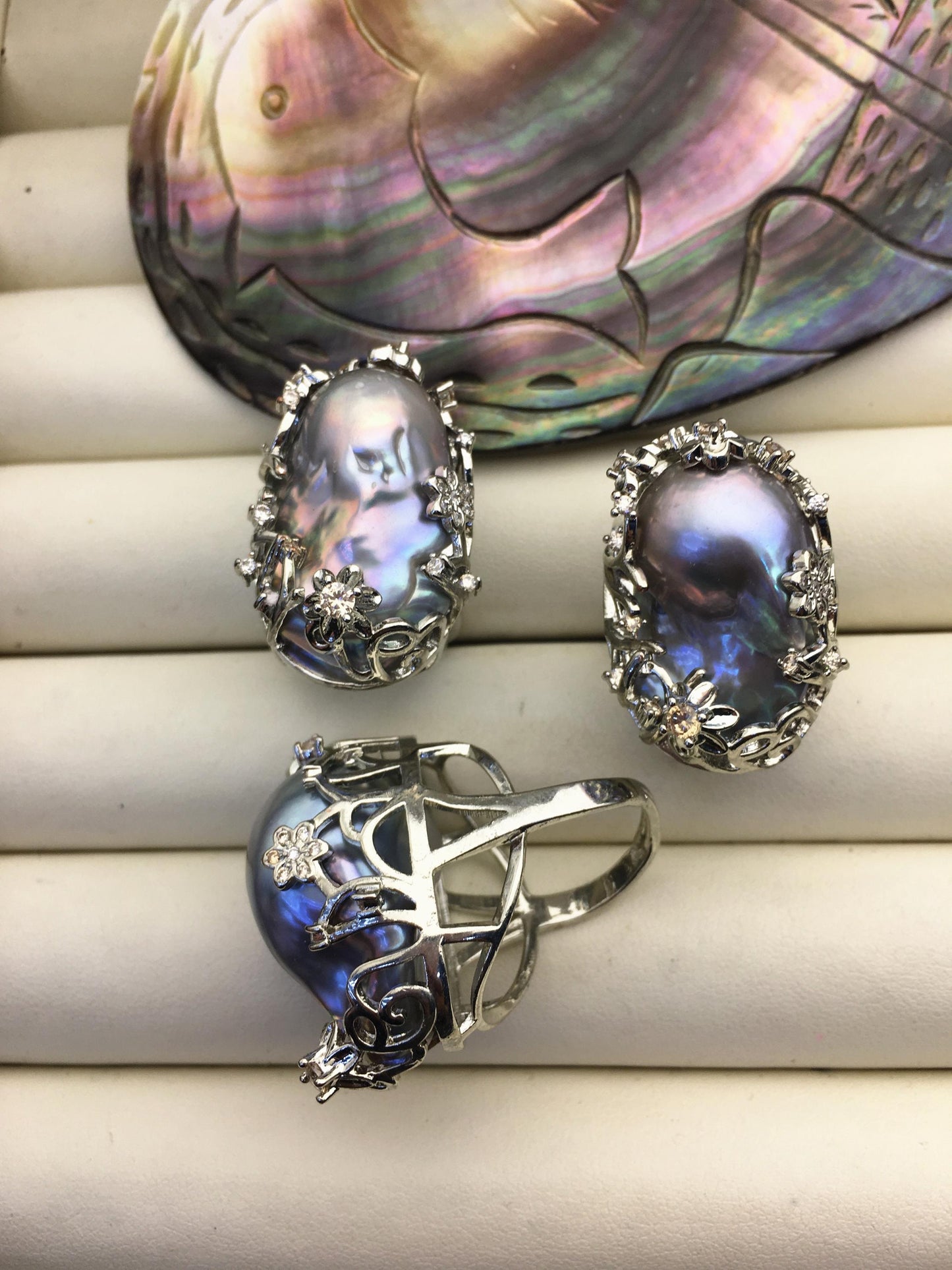 AAA Big Gray Baroque Pearl rings,affordable engagement rings,pearl wedding rings,promise rings for her,R1-029