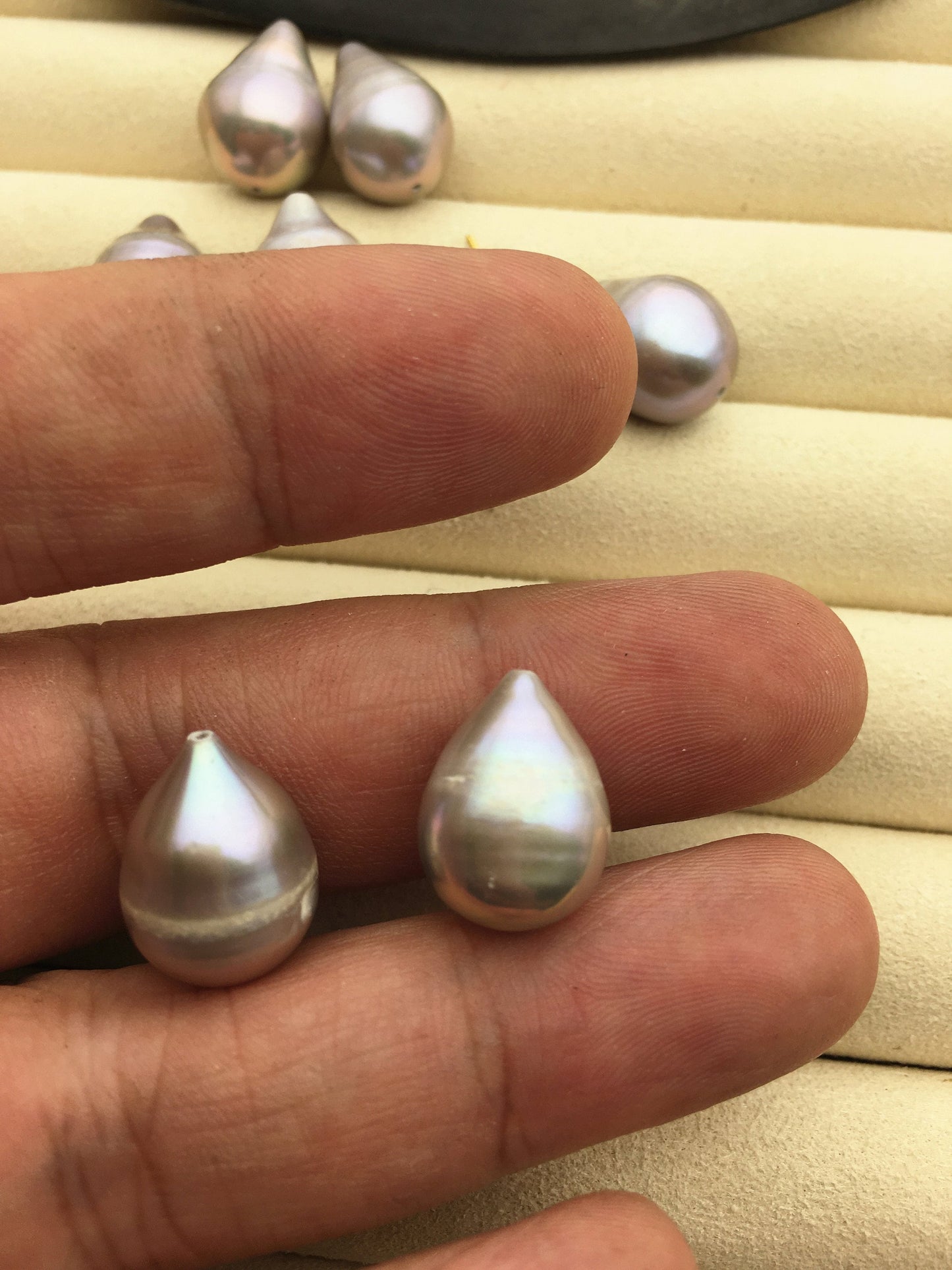 2 pair AA 11.5-12.5mm BIG gray Teardrop freshwater pearls pairs,for make dangle pearl earrings,LR12-T3