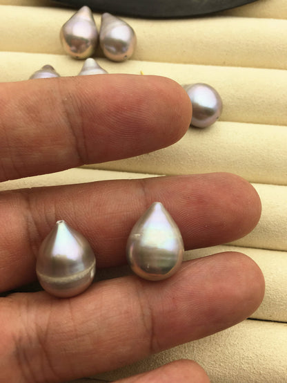 2 pair AA 11.5-12.5mm BIG gray Teardrop freshwater pearls pairs,for make dangle pearl earrings,LR12-T3