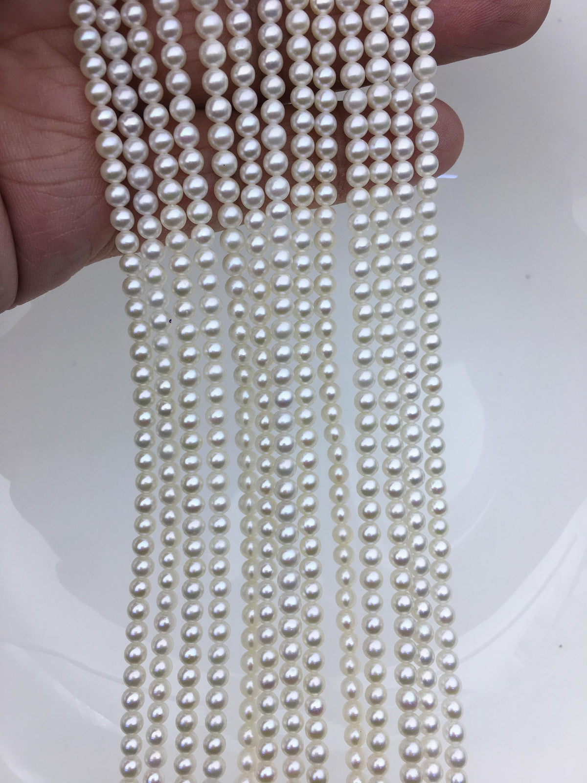 AAA- 3.5-4mm white round freshwater pearls, seed pearl,white pearl,full strand,round pearl strands,pearl wholesale,RP3-T6