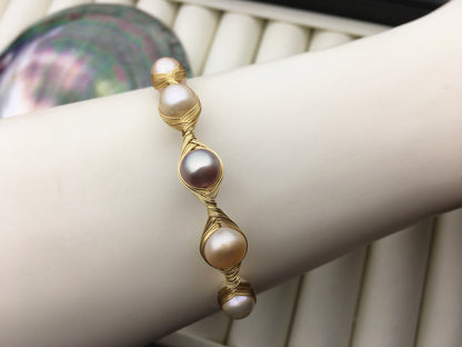 7'' AAA misc color/white color pearl handmade bangle bracelet, B8-055-6