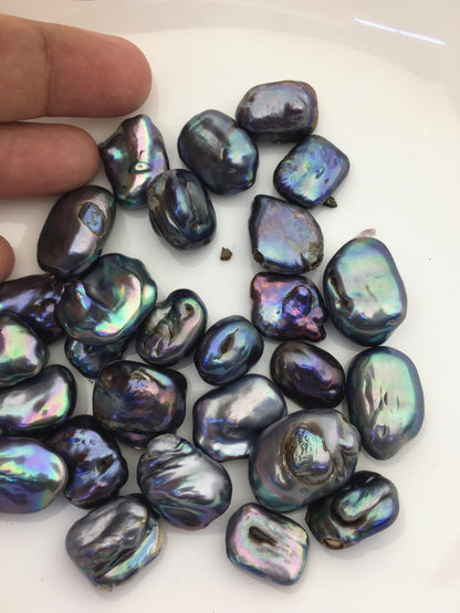 27pcs A 14-18mm black blue green baroque freshwater pearls, no hole,ZS-T28