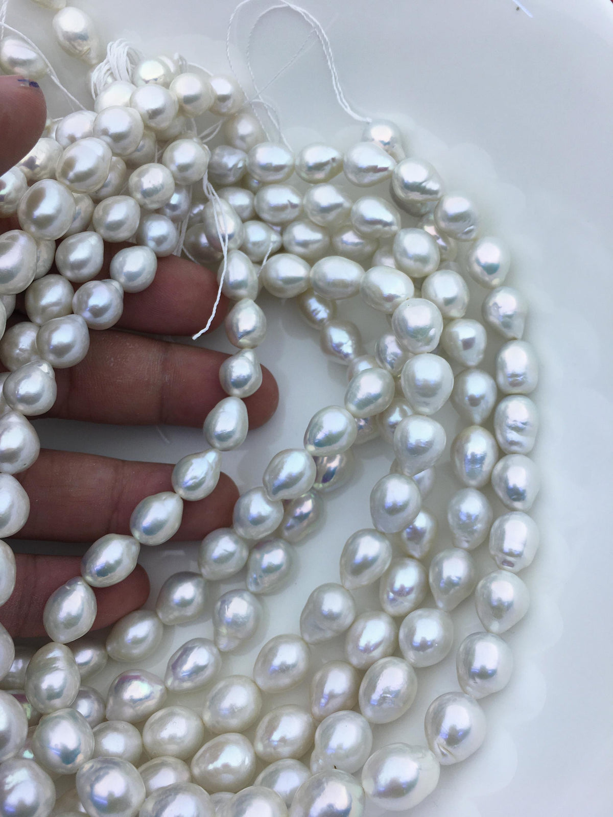 AAA- 9-11mm white drop Edison Freshwater Pearl,ED12-2A-5-72
