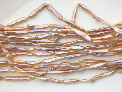 15.5'' AAA 5-8mm natural orange rainbow Toothpick pearls,ZS-80-25-13